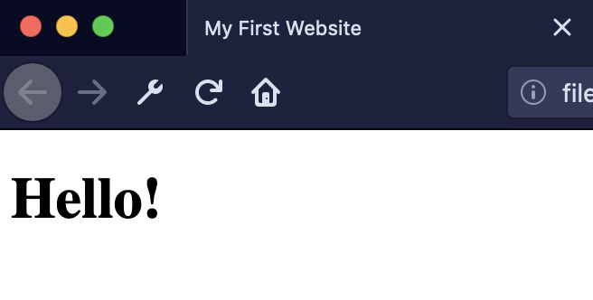 website saying hello